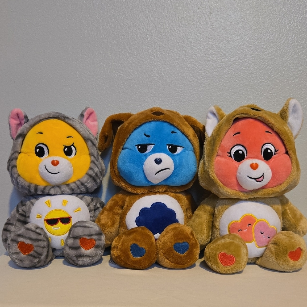 Care Bears Adorable Plush Toy Trio - Gray, Blue, and Pink